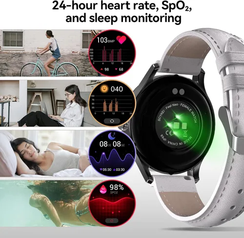 Miniatura 6 de Relojes inteligentes para mujer, rastreador de fitness HD de 1.27 pulgadas (respuesta/hacer llamadas), más de 120 modos deportivos con monitor