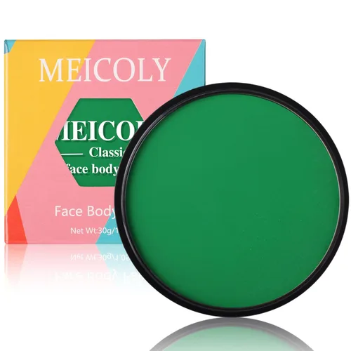 MEICOLY Pintura corporal verde lavable para accesorios del día de San Patricio, pintura corporal verde para maquillaje de Halloween Elphaba, pintura