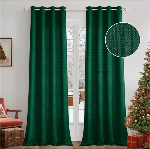 Miniatura 9 de MIULEE Cortinas texturizadas de lino sintético marrón natural de 84 pulgadas de largo, juego de 2 paneles para sala de estar y dormitorio, tejido