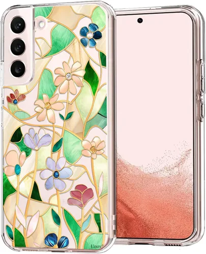 Miniatura 13 de Unov Funda para Galaxy S22 transparente con diseño de TPU suave absorción de impactos, patrón delgado en relieve, cubierta trasera protectora