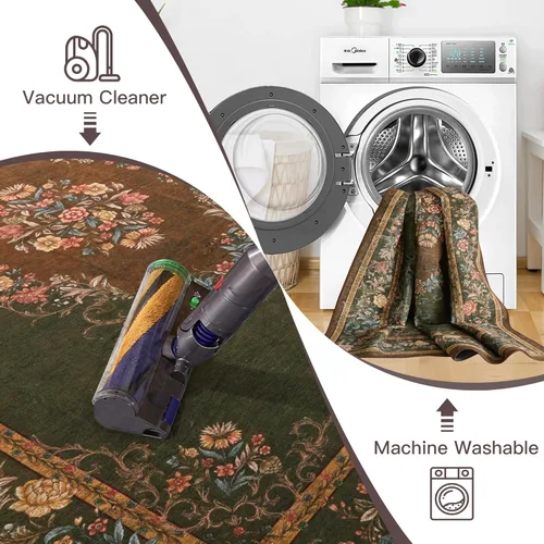 Miniatura 7 de RYB HOME Alfombra lavable para sala de estar, alfombra grande de 8 x 10 pies que no se desprende para dormitorio, alfombra de lana sintética ultra