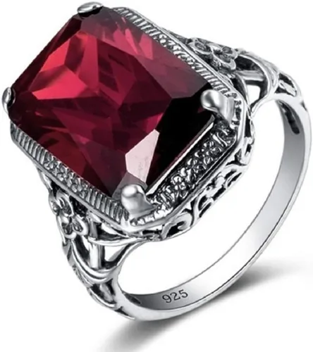 Miniatura 2 de Anillo elegante de plata de ley 925 con enorme tanzanita natural de 3.5 quilates y rubí, para mujer, para boda, compromiso, talla 6-10