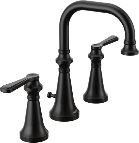 Miniatura 14 de Moen TS44102BG Colinet - Grifo de baño tradicional de arco alto con dos manijas, con asas de palanca, requiere válvula, oro cepillado