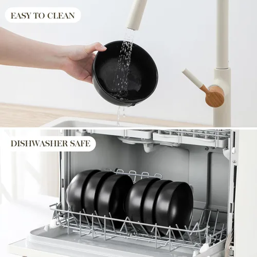 Miniatura 5 de MALACASA Juego de 6 cuencos de sopa de porcelana de 26 onzas, cuencos de cerámica negra para cocina, cuenco de cereales para avena, fruta, ensalada