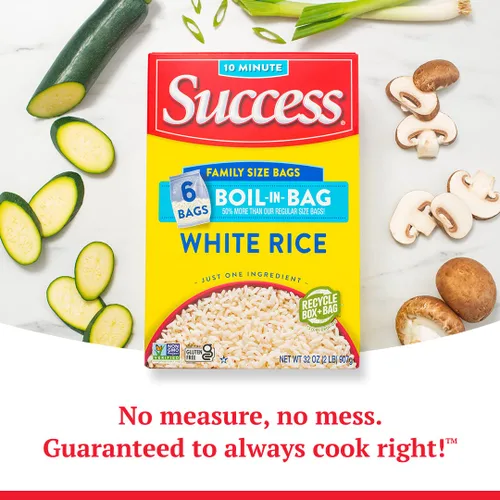 Miniatura 2 de SUCCESS Arroz para hervir en bolsa, Arroz blanco, Comidas de arroz rápidas y fáciles, Caja de 21 onzas