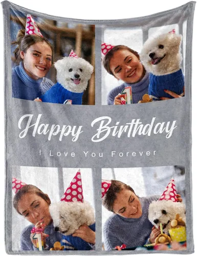 Miniatura 11 de MeMoShe Manta personalizada de felpa con foto para regalo de cumpleaños para novio o novia 40x50 pulgadas, manta personalizada con imagen, regalos