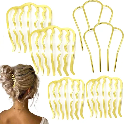 6 peines laterales de metal para el cabello, horquilla, clip de dientes para moño, accesorios para el cabello en forma de U para peinado vintage,