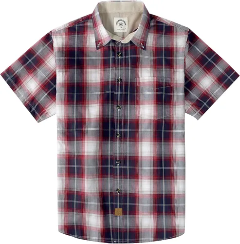 Miniatura 42 de Dubinik® Camisas de manga corta con botones para hombre, 100% algodón, a cuadros, camisas casuales con bolsillo