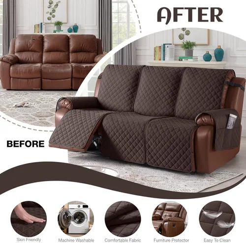 Miniatura 5 de KinCam Funda Impermeable para Sofá Reclinable, Fundas Antideslizantes para Sofá Reclinable de 3 Asientos, Funda para Sofá Reclinable Protector