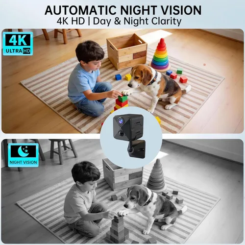 Miniatura 6 de aidowocam Mini cámara de seguridad 4K HD mejorada 2026, cámara inalámbrica WiFi para interiores con visión nocturna, detección de movimiento, visión