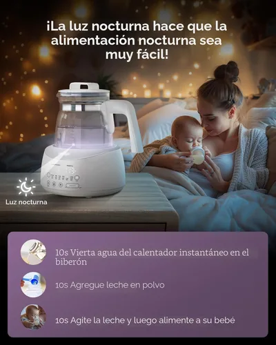 Miniatura 4 de Calentador de biberones Comfyer, calentador de biberones para bebé con luz nocturna y ventilador de enfriamiento más rápido, calentador de agua