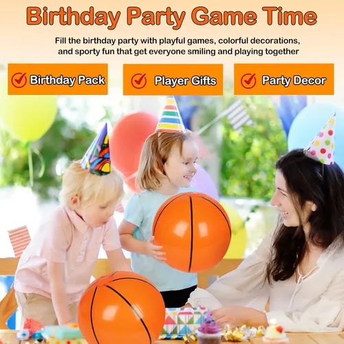 Miniatura 5 de SAYAYA 30 pelotas de playa de baloncesto, inflables de PVC de 8 pulgadas, a granel para deportes temáticos de verano, playa, piscina, juego de agua