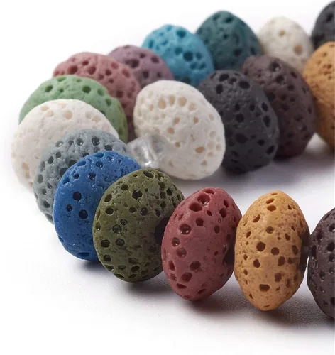 Miniatura 10 de Craftdady 25 cuentas de piedra de lava negra natural, tubo de columna, piedras preciosas volcánicas, cuentas sueltas para curación de energía