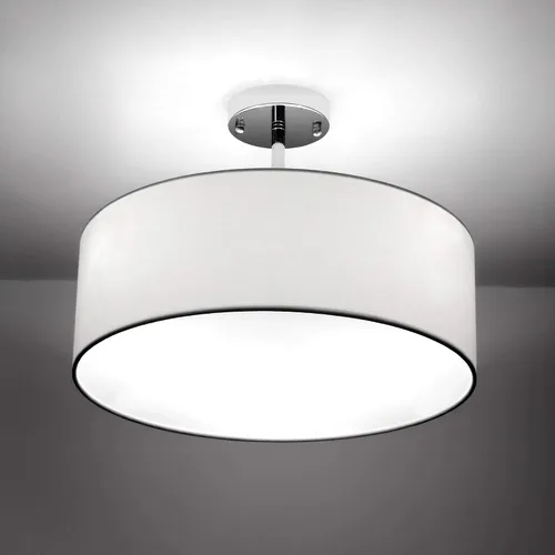 Miniatura 6 de SomSom Lámpara de techo, pantalla colgante de tela moderna de montaje semiempotrado, pantalla de tambor blanco grande, lámpara colgante redonda