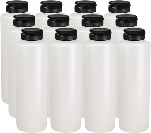 Miniatura 10 de Pinnacle Mercantile Botellas de plástico para condimentos con rociador y dispensador con tapa de bisagra negra grande de 32 onzas, vacías, paquete