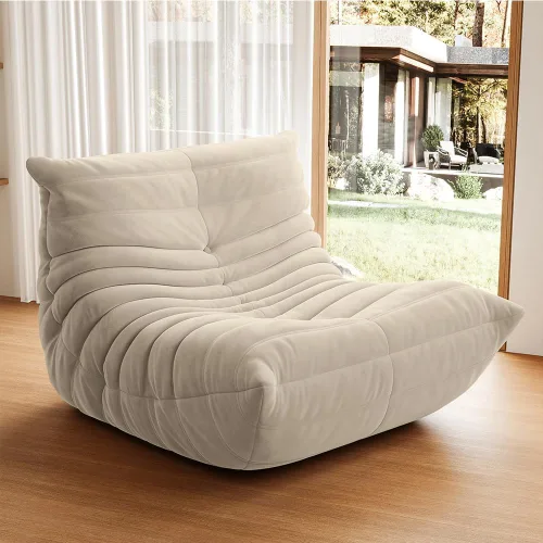 Puf Togo sin comprimir de alta gama para adultos, sofá de espuma viscoelástica con tela suave, cómodo sillón de sala junto a la chimenea para sala