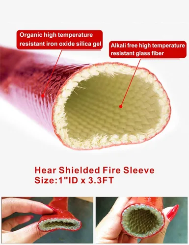 Miniatura 5 de manga térmica de 1" (25.4 mm) ID con protección contra el fuego, manga térmica blindada contra el calor, termo armadura de silicona recubierta