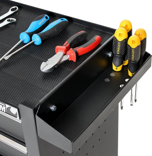 Miniatura 5 de Caja de herramientas resistente con carrito de acero rodante con puertas con cerradura (TZ12 Negro)