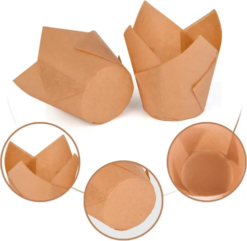 Miniatura 4 de 200 piezas de forros para magdalenas de tulipán, forros para magdalenas de muffin, portavasos para hornear premium, envoltorios para magdalenas