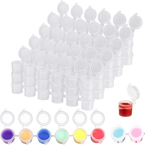 YGAOHF 15 tiras 90 macetas de pintura vacías, 0.2 fl oz/0.17 onzas, macetas grandes vacías con tapas, contenedor de pintura acrílica fácil de abrir