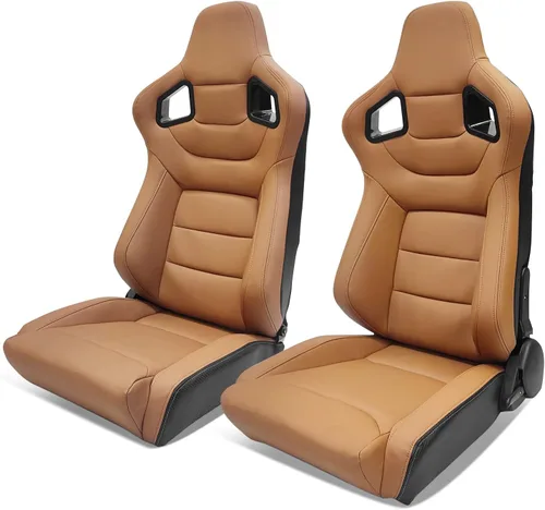 Miniatura 21 de IKON MOTORSPORTS, Asiento universal de carreras PU + cuero de carbono + gamuza, con deslizadores dobles, asiento deportivo reclinable negro