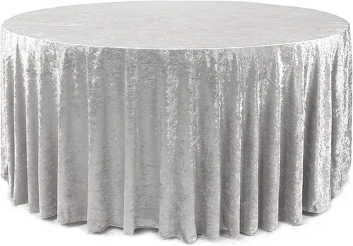 Miniatura 23 de YOUR CHAIR COVERS - Mantel redondo de terciopelo triturado de 120 pulgadas para mesas redondas de 5 pies - Azul polvoriento Azul empolvado