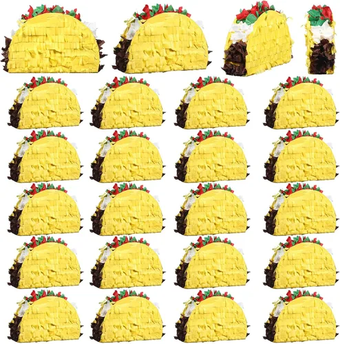24 piezas de mini piñatas de taco para Cinco de Mayo Mexicano Little Fiesta Taco Piñata a granel para carnavales mexicanos martes, eventos,