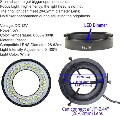 Miniatura 3 de 48MP 4K 1080P 22MP 14MP HDMI USB VGA Video Industrial Soldadura Digital Reparación Microscopio Cámara C Mount Lens LED Ring Light