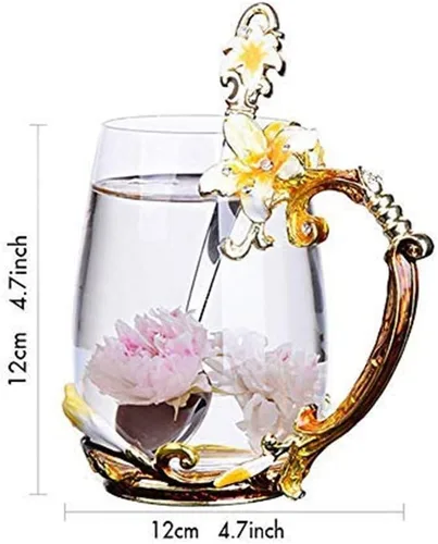 Miniatura 2 de Taza de té, Regalos para el Día de la Madre, Tazas de café, Taza de té de vidrio con flor de lirio, Ideas únicas personalizadas para regalos
