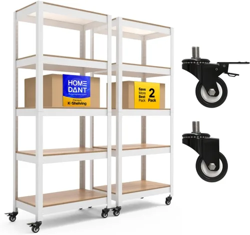 Miniatura 19 de HOMEDANT House Carrito Rodante de Metal de 24.4" con 5 Niveles, Estantería con Rodajas de Servicio Pesado Laminadas, Unidad de Estantería