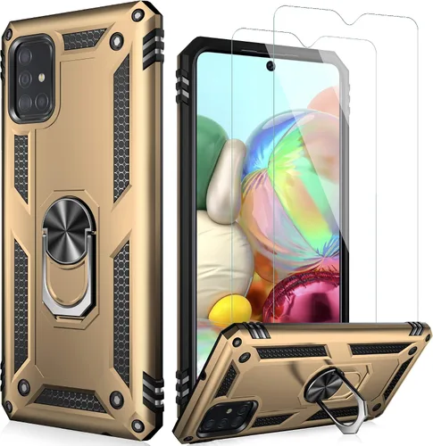 Miniatura 18 de LUMARKE Funda para Galaxy A51 4G con protector de pantalla, supera los 16 pies, probada en caídas, de grado militar, con soporte de anillo Rojo