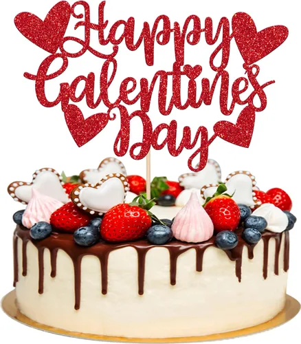 Miniatura 9 de 1 pieza de decoración para pastel del día de San Valentín con purpurina roja dulce corazón de San Valentín, decoración de tartas de San Valentín