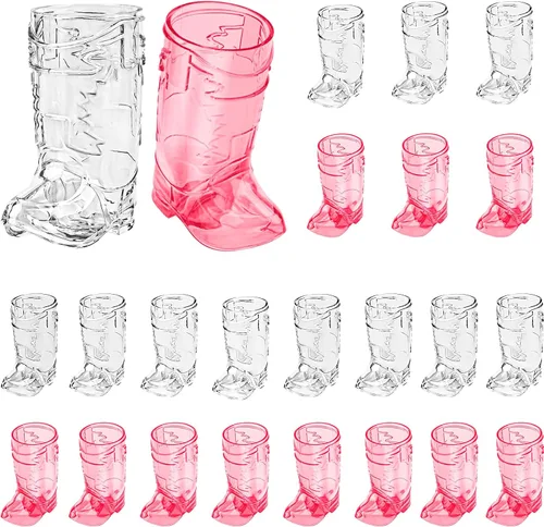 Miniatura 10 de Vasos de chupito de botas de Cowboy de plástico SAIAOKJ, 24 piezas de 1 oz, suministros para fiestas con temática de botas de Cowboy, reutilizables