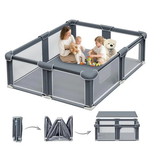 Miniatura 12 de G TALECO GEAR Corralito plegable para bebés y niños pequeños, patio de juegos portátil de 50"x50" con alfombra, corral de juegos plegable para niños