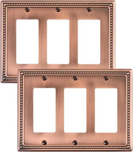 Miniatura 24 de Paquete de 4 placas de cubierta para interruptor de luz de palanca individual, cubiertas decorativas de perlas, placa de pared de metal almendra