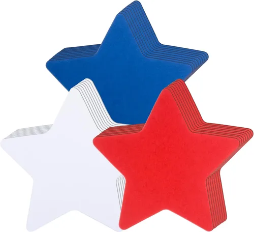 72 recortes de estrella de papel de 6 pulgadas, color rojo, blanco y azul, recortes en forma de estrella, decoración de tablón de anuncios para el