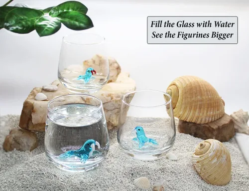 Miniatura 4 de Vaso de Vidrio 3D para Beber con Linda Figurita de Animal Adentro, Figura de Foca de Vidrio Soplado a Mano Dentro de la Taza, Vaso sin Pie