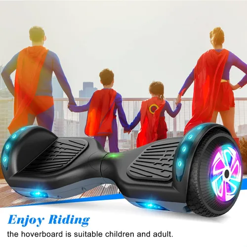 Miniatura 7 de FLYING-ANT Patinete autoequilibrante de 16.51 cm con altavoz y luces LED rojas Negro