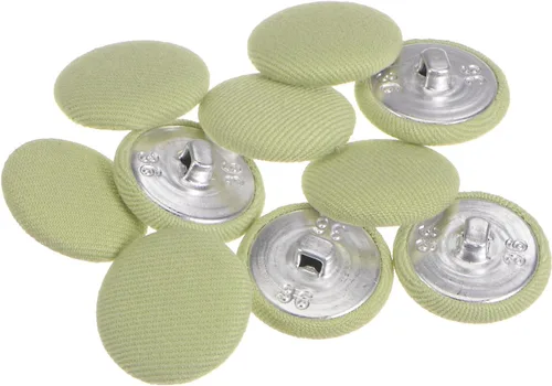 Miniatura 55 de HARFINGTON 10 botones de tela de 24L cubiertos de tela de 0.59 pulgadas, vástago de metal, botones de costura redondos para trajes, blusas de Azul