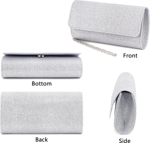 Miniatura 3 de Naimo - Deslumbrante bolsa pequeña de solapa con cadena desmontable para eventos nocturnos