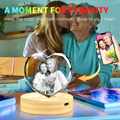 Miniatura 7 de Foto de cristal 3D – Regalos personalizados con tu propia foto para él/ella, mamá, papá, mujeres, hombres, imagen grabada con láser 3D, imagen