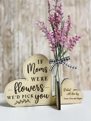 Miniatura 2 de If Moms Were Flowers We’d/I’d Pick You - Personalized Flower Vase - Gift for Mom Grandma - Mothers Day - Mother’s Day - Wooden - Present