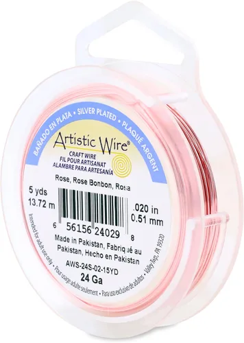 Miniatura 132 de Artistic Wire, alambre para manualidades de calibre 22 bañado en plata, resistente a las manchas, color cobre, blanco, 9,1 m