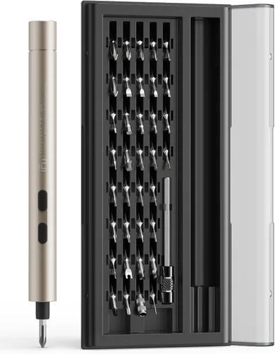 Miniatura 10 de iFu Mini destornillador eléctrico, juego de destornilladores de precisión 90 en 1 - Pequeño destornillador eléctrico inalámbrico con luz LED y 64