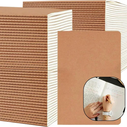 Miniatura 9 de Paquete de 50 Cuadernos Kraft con Líneas A5 de 8.3x5.5 Pulgadas, Diarios de Viaje Cuadernos al Por Mayor, Cuadernos de Materias 34 Hojas 68 Páginas