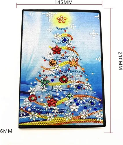 Miniatura 7 de Kits de cuadernos de pintura con diamantes 5D, diseño de árbol de Navidad, con forma especial, cuaderno de bocetos con forma de cristal