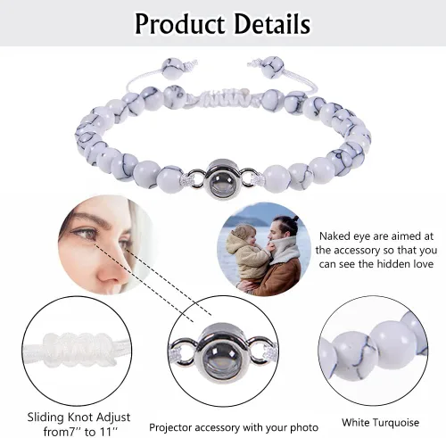 Miniatura 4 de Lam Hub Fong Pulseras personalizadas con imagen en el interior para hombres, regalos de Navidad, pulsera de cuentas con foto para hombres, regalos
