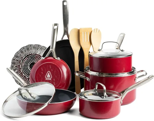 Miniatura 10 de Wok multifunción de cerámica antiadherente con textura saludable de 11 pulgadas / sartén de uso diario / Sartén de chef con tapa