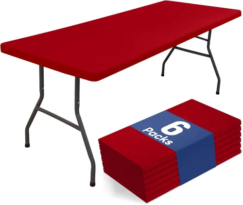 Miniatura 31 de homing Paquete de 4 manteles rectangulares de 4 pies, mantel ajustable de poliéster impermeable, lavable, para picnic, campamento, al aire libre