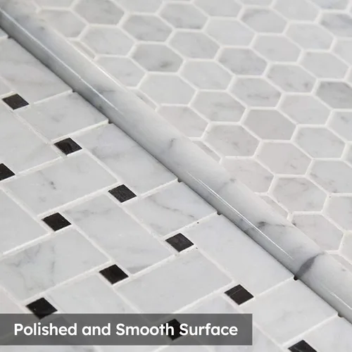 Miniatura 4 de Diflart Paquete de 15 delineadores de lápiz de mármol blanco Carrara, 3/4 x 12 pulgadas, pulido, borde de mármol, moldura de esquina, azulejos